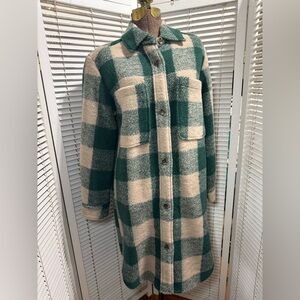 GAP Green and Cream Plaid Jacket